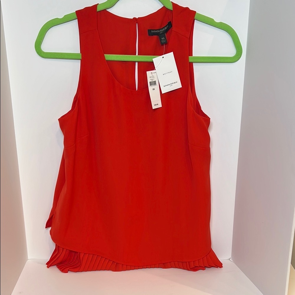 Banana Republic Red Asymmetrical Ruffled Tank Top
